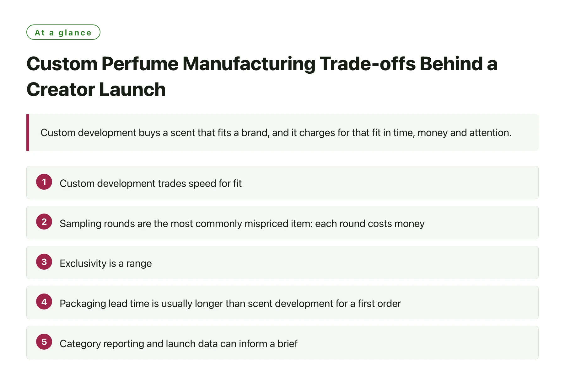 Custom Perfume Manufacturing Trade-offs Behind a Creator Launch——全文要点速览